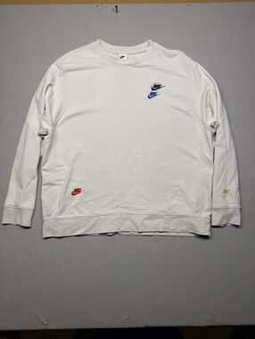 Nike Crew Neck Sweatshirt Unisex M White Multicolor Logos EU